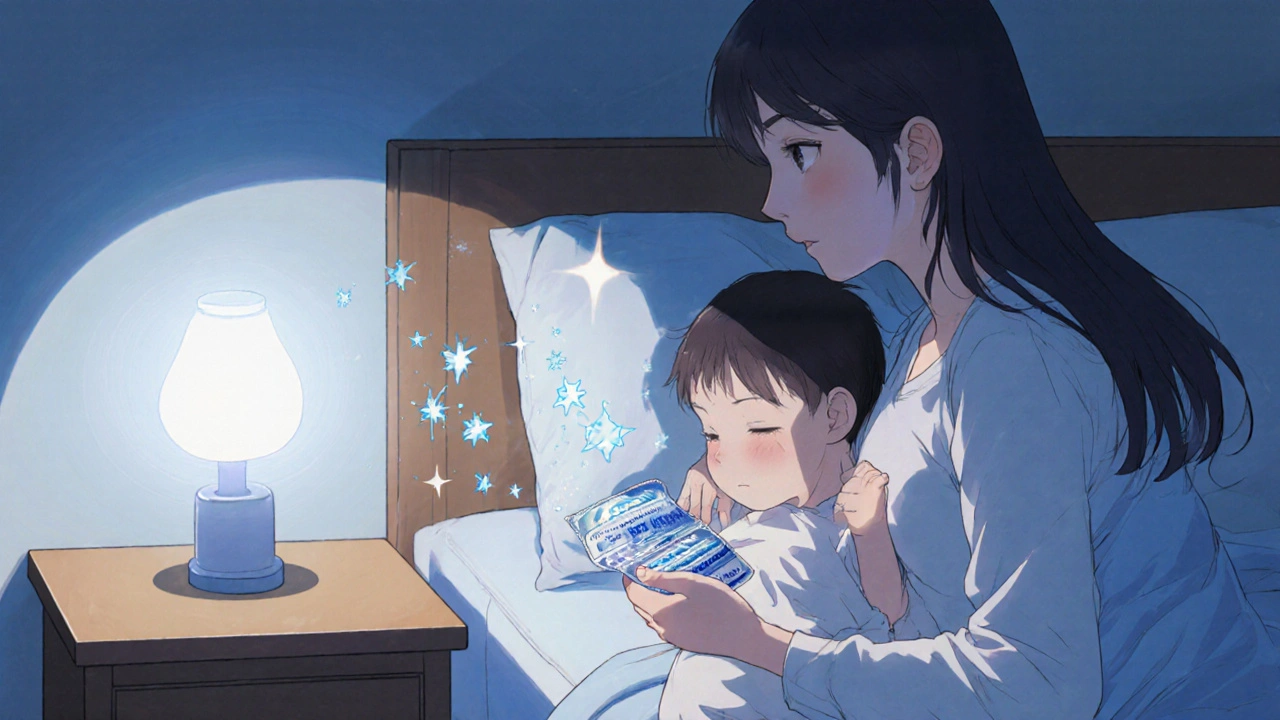 Mother breastfeeding her baby with subtle drug‑molecule sparkles indicating low raltegravir exposure.