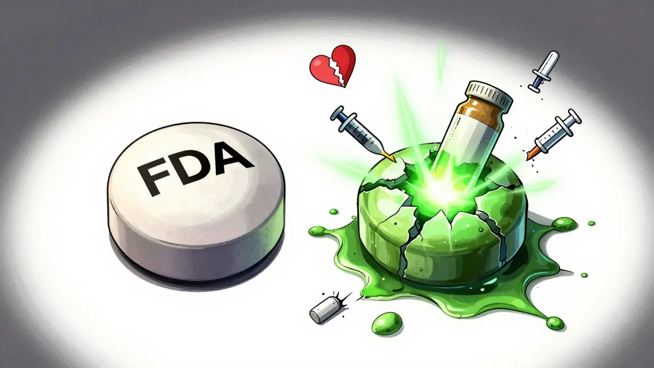 Two pills side by side: one real, one counterfeit oozing toxic sludge with fentanyl and rat poison.