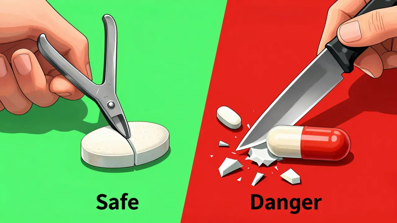 Comparison of safe scored pills vs dangerous unscored ones