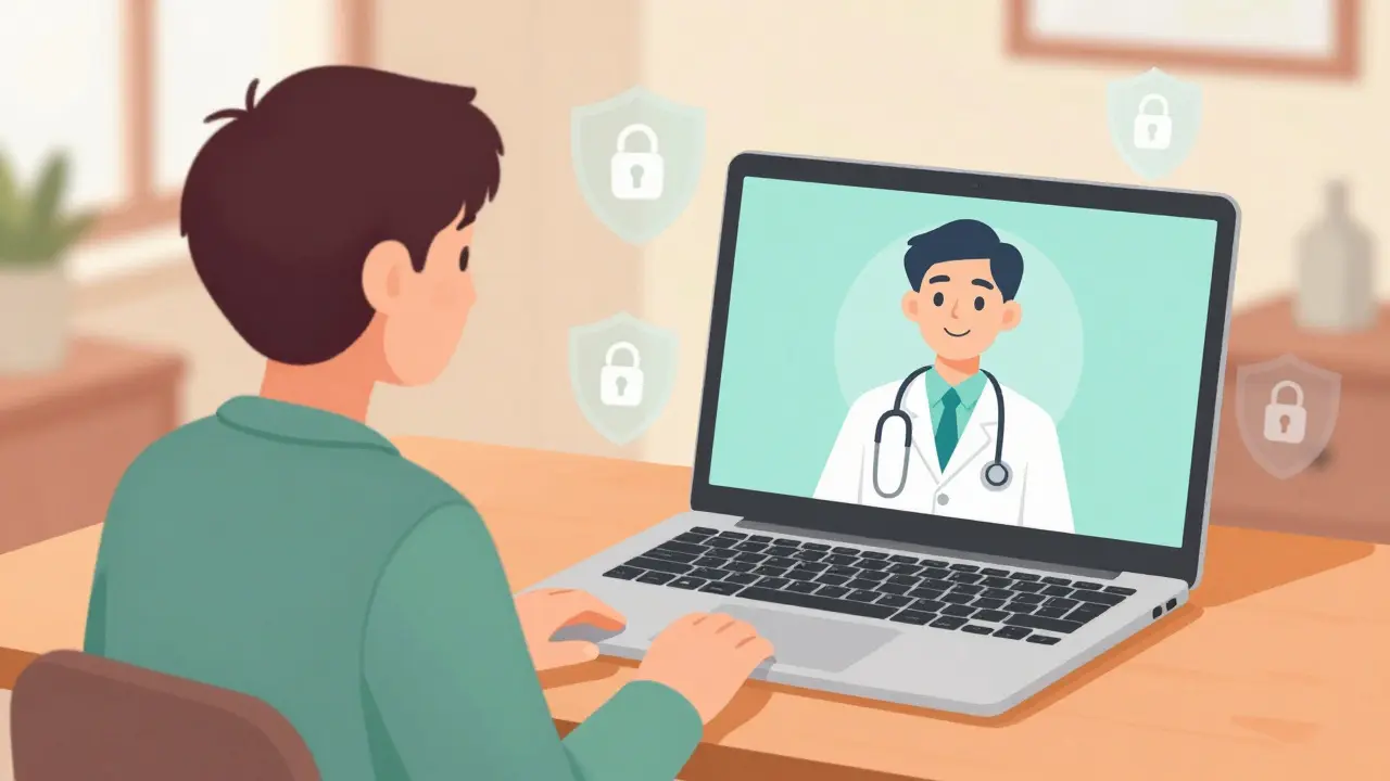 Telehealth video call between patient and doctor for prescription
