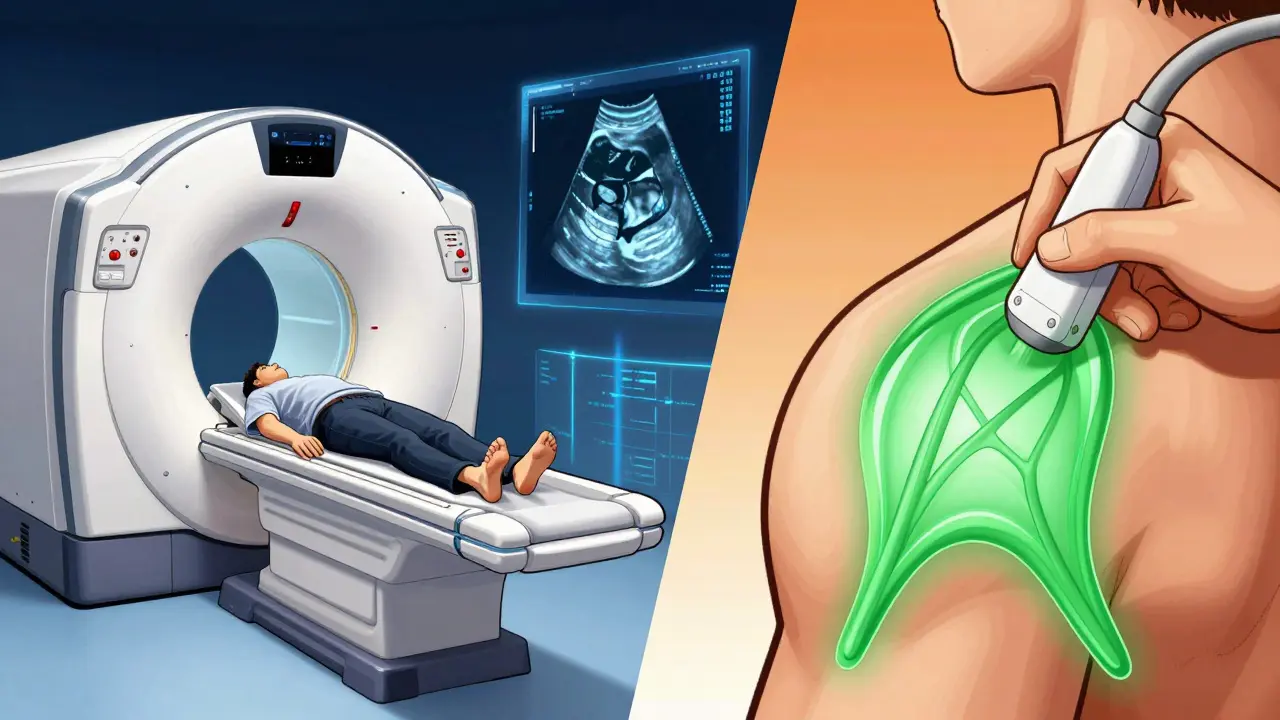 Comparison of MRI machine and ultrasound probe for diagnosis