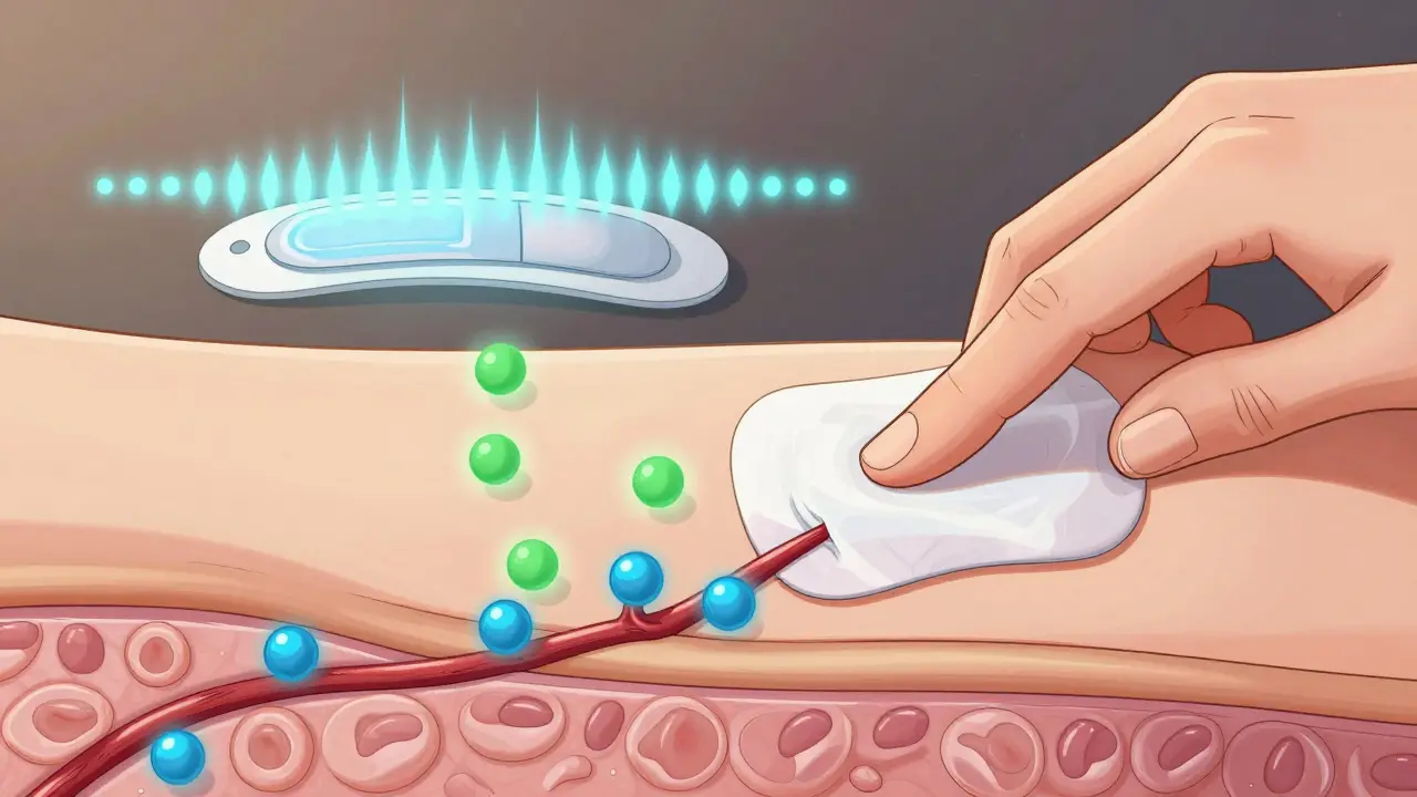 Manhua style close-up of topical cream absorption through skin