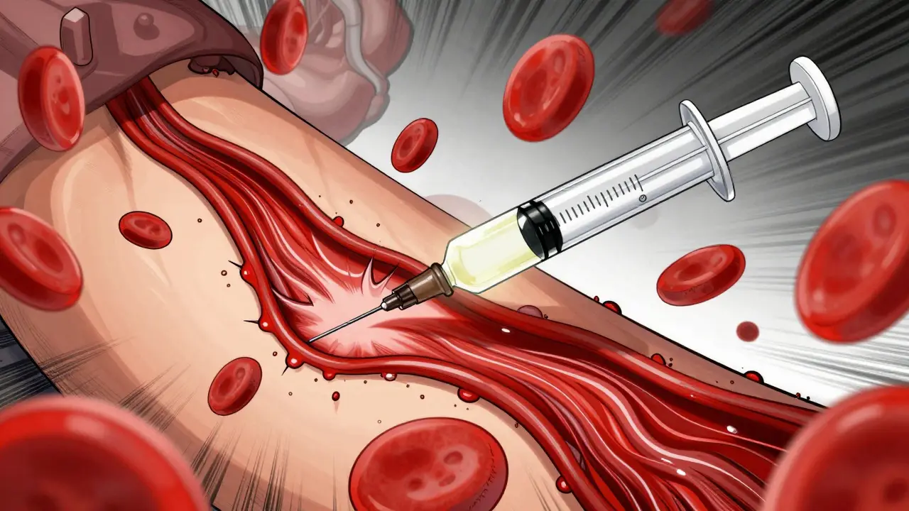 Manhua style illustration of rapid injection bypassing digestion