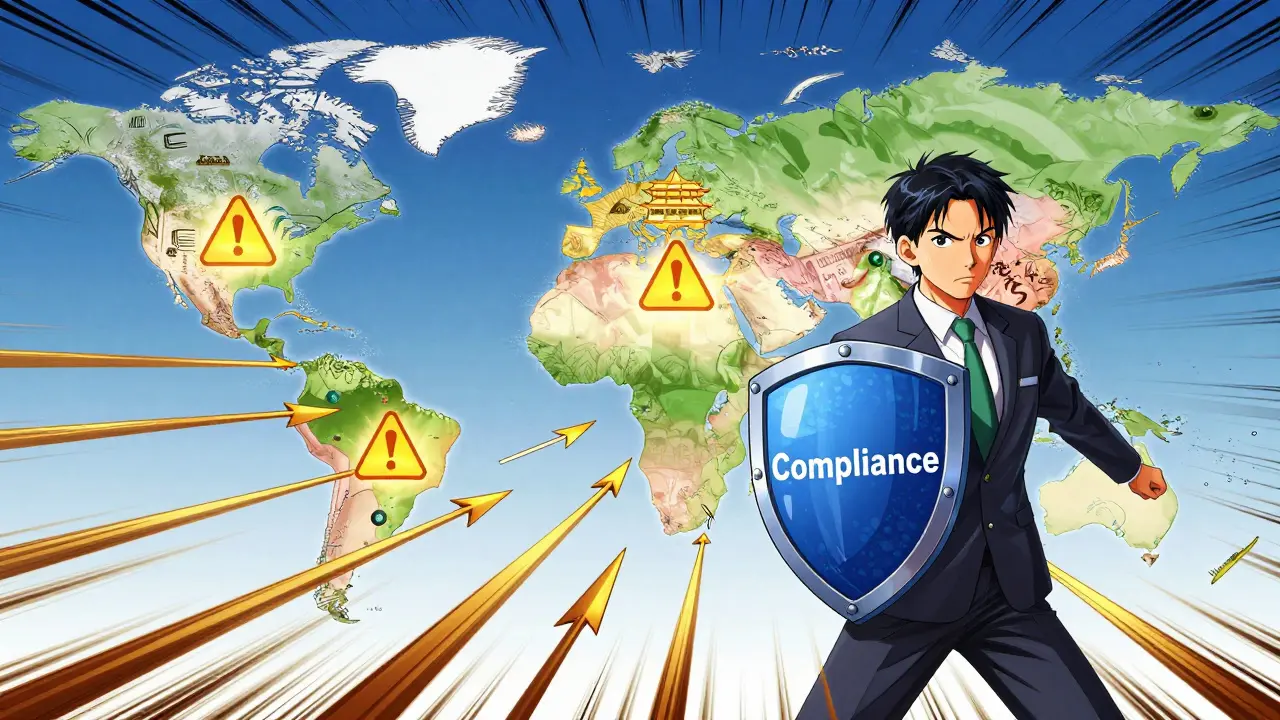 Global map showing regulatory risks and QA consultant defense