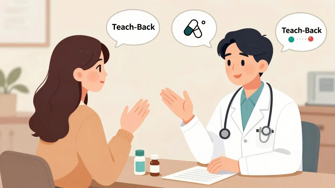 Patient and doctor discussing medication using teach-back method