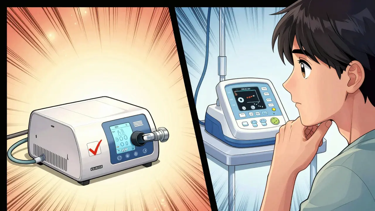 Patient choosing between simple CPAP and complex BiPAP devices