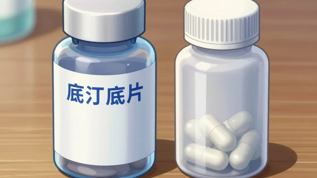 Two medicine bottles compared side-by-side in manhua art
